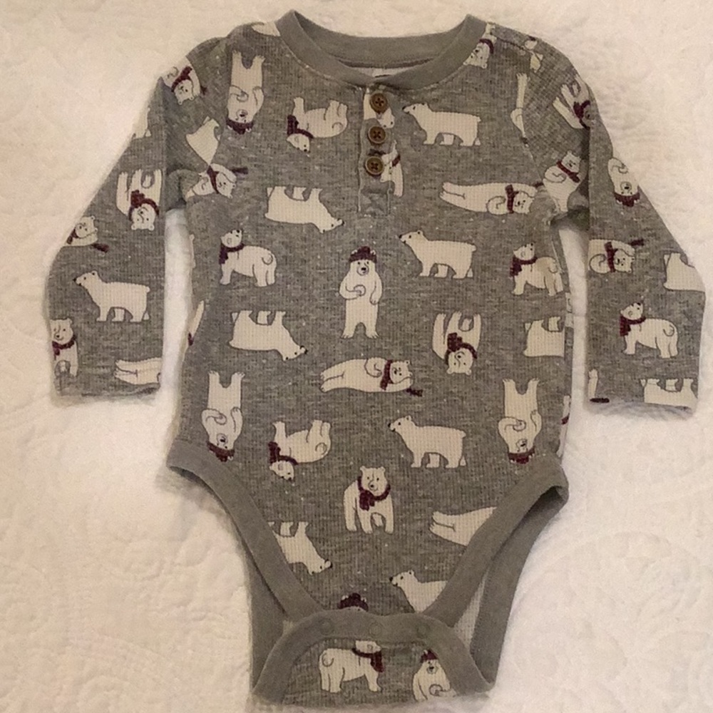 Old Navy Thermal Long Sleeve Onesie, Size 6-12 Mos.
